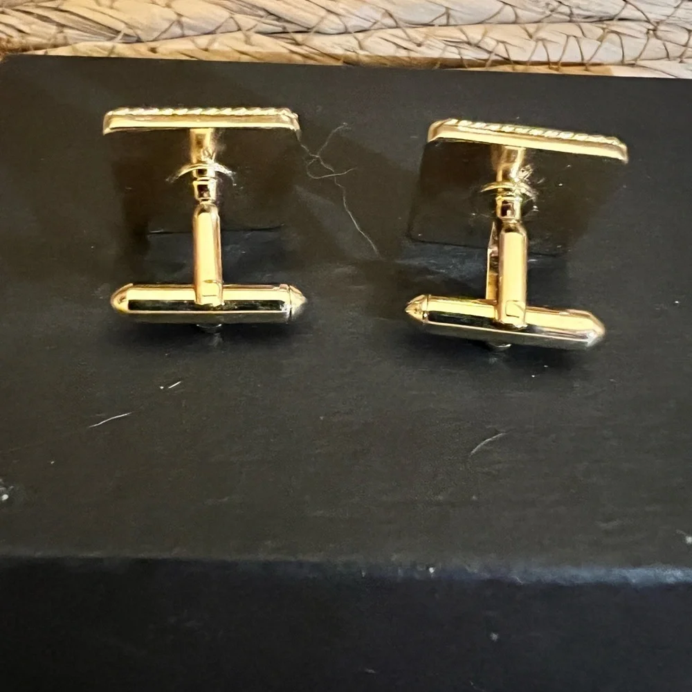 Vintage square Jade Cufflinks, 1950's Swank with box
